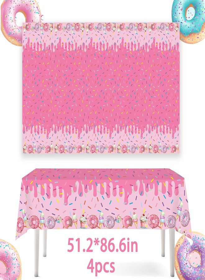 BEOXAGAR 4Pcs Pink Donut Ice Cream Tablecloth Party Decorations for Baby Girl Sweet One Dessert Time Party Supplies, Ideal for Girl Birthday Parties, Baby Showers, Birthday Donut Themed Decorations - Image 4